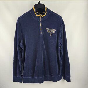 Sean John 1/4 Zip Sweatshirt Mens XXL Navy Velour 90s Hip Hop Elbow Patch Mock